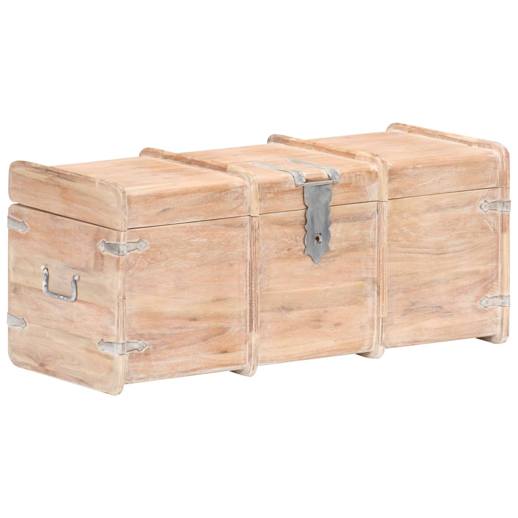 Storage Chest | White finish | Solid acacia wood | 90 x 40 x 40 cm