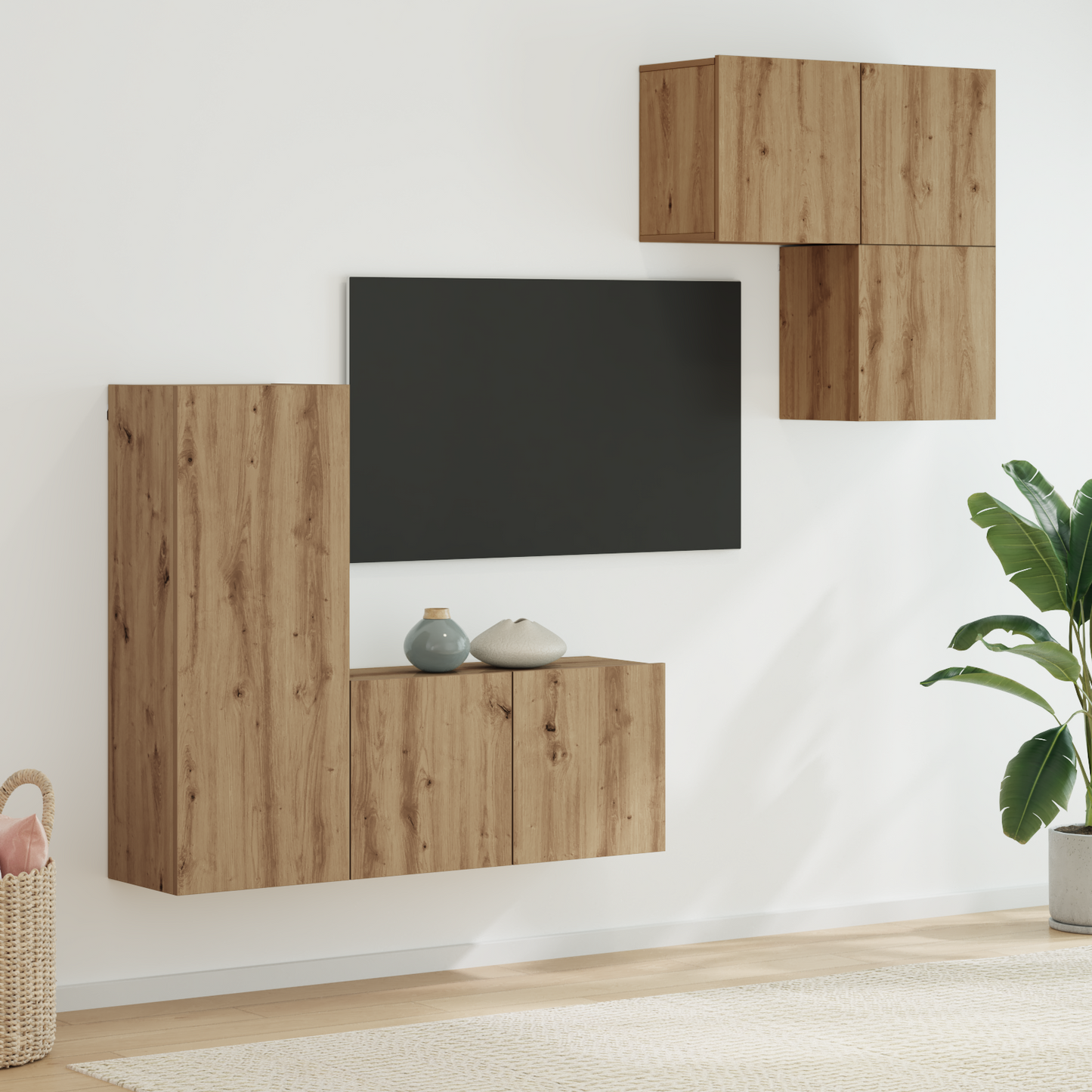 TV Cabinet Wall-mounted 4 pcs Artisan Oak Engineered Wood