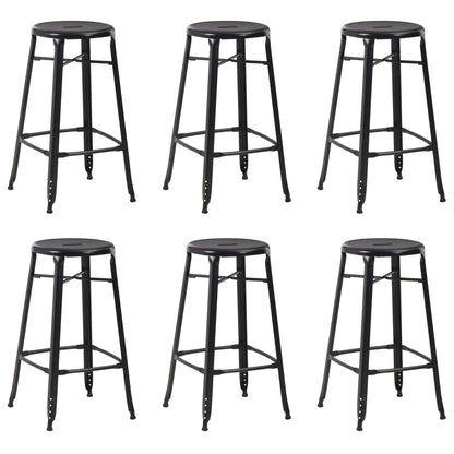 Bar Stools 6 pcs Black Steel