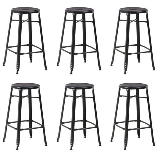 Bar Stools 6 pcs Black Steel