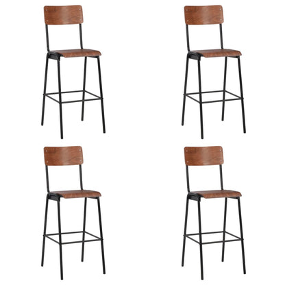 Bar Chairs 4 pcs Solid Plywood Steel - Stylish black bar chair set with powder-coated steel legs.