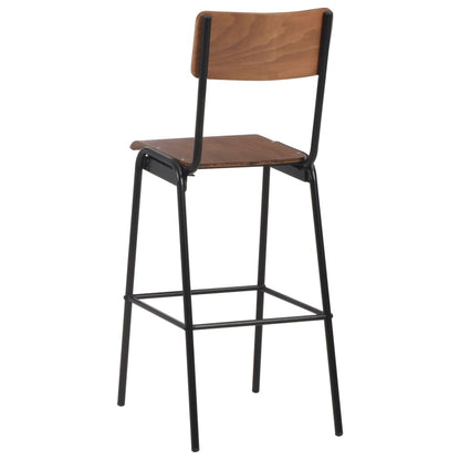 Bar Chairs 4 pcs Solid Plywood Steel - Dimensions and specifications of the bar chairs displayed.