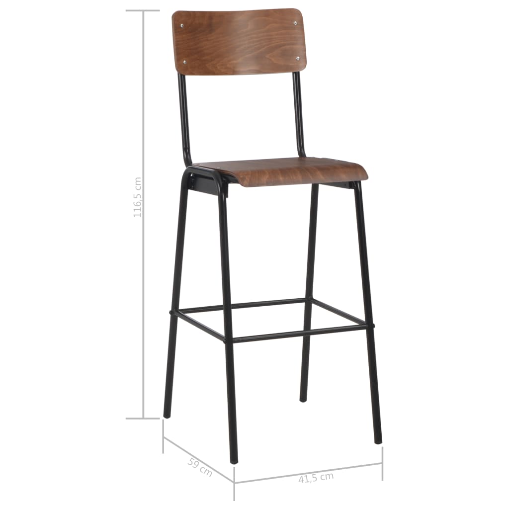 Elegant Bar Chairs 6 pcs Solid Plywood Steel in black, featuring stackable design for easy storage and durability, perfect for dining room or kitchen.