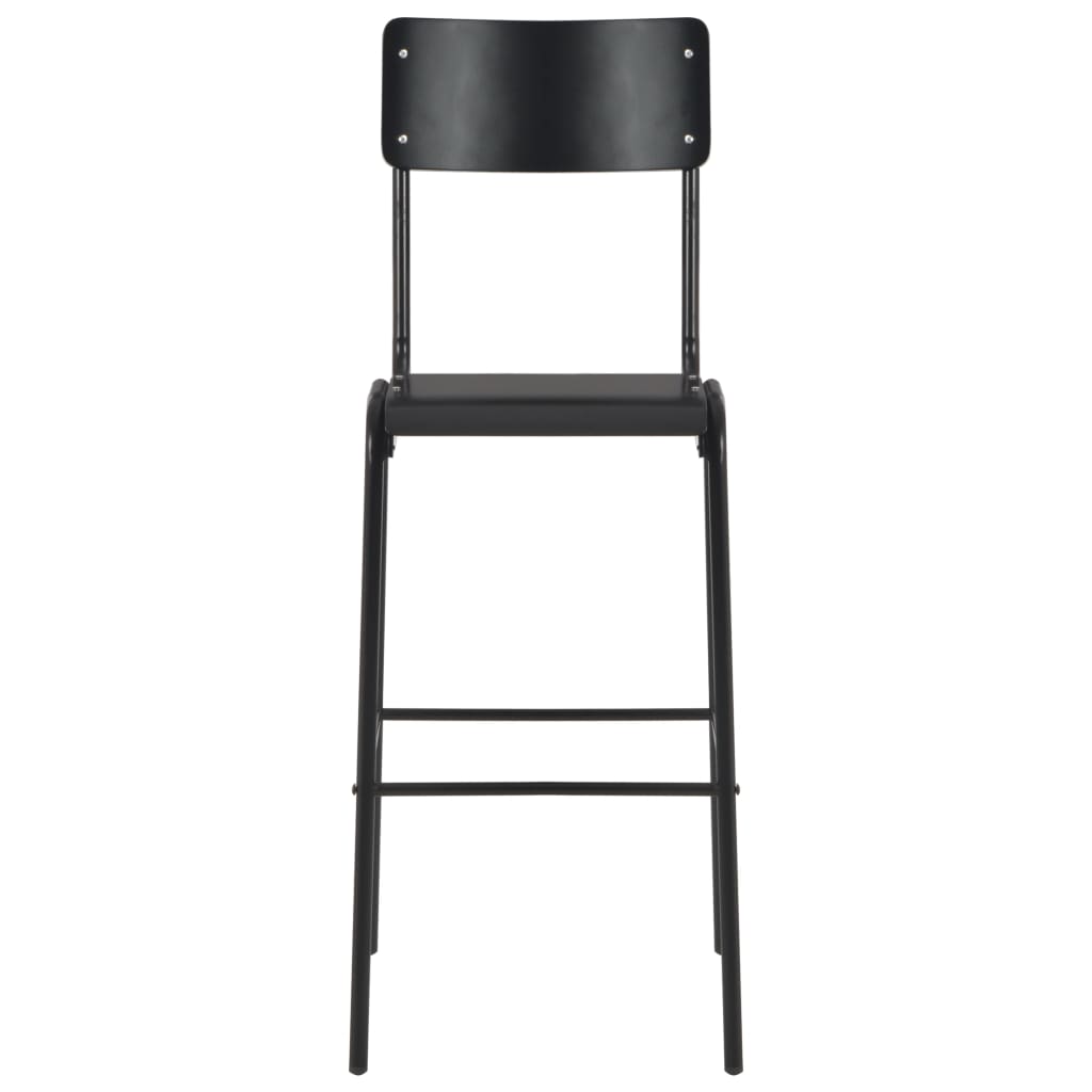 Bar Chairs 4 pcs Black Solid Plywood Steel with stackable design for easy storage.