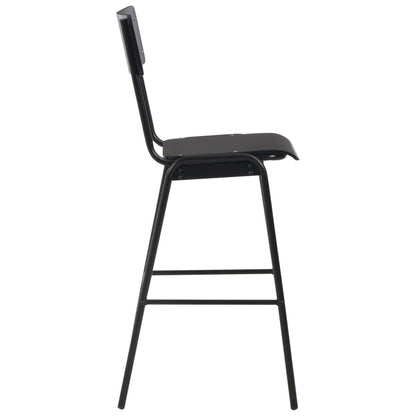 Elegant black bar chairs made of solid plywood and powder-coated steel for dining room or kitchen.