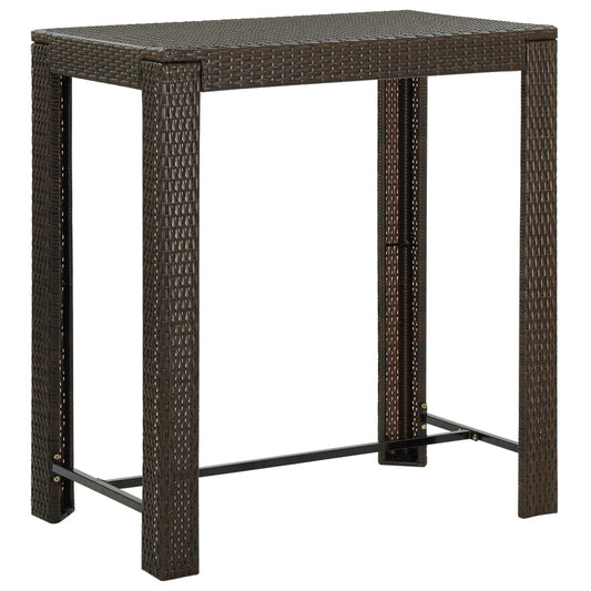 Bar Table | Brown | PE rattan, Powder-Coated Steel | 100x60.5x110.5 cm