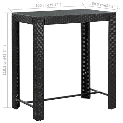 45874 vidaXL Garden Bar Table Black 100x60,5x110,5 cm Poly Rattan
