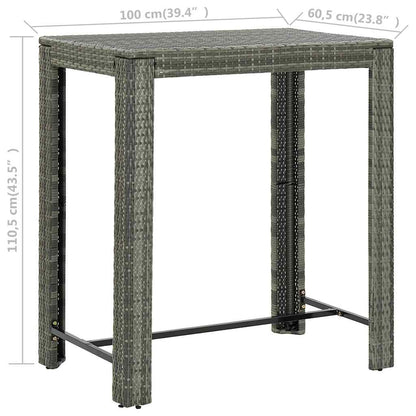 45875 vidaXL Garden Bar Table Grey 100x60,5x110,5 cm Poly Rattan