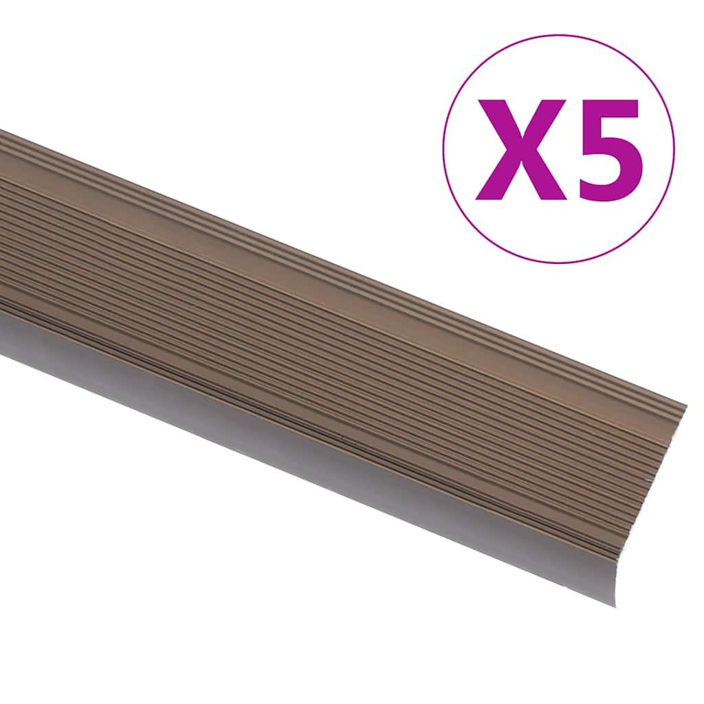 Stair Nosings in L-shape 5 pcs Aluminium 90 cm Brown