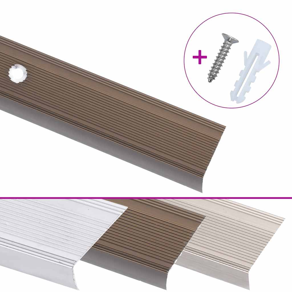 Stair Nosings in L-shape 15 pcs Aluminium 90 cm Brown