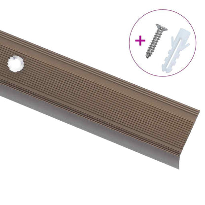 Stair Nosings in L-shape 15 pcs Aluminium 90 cm Brown
