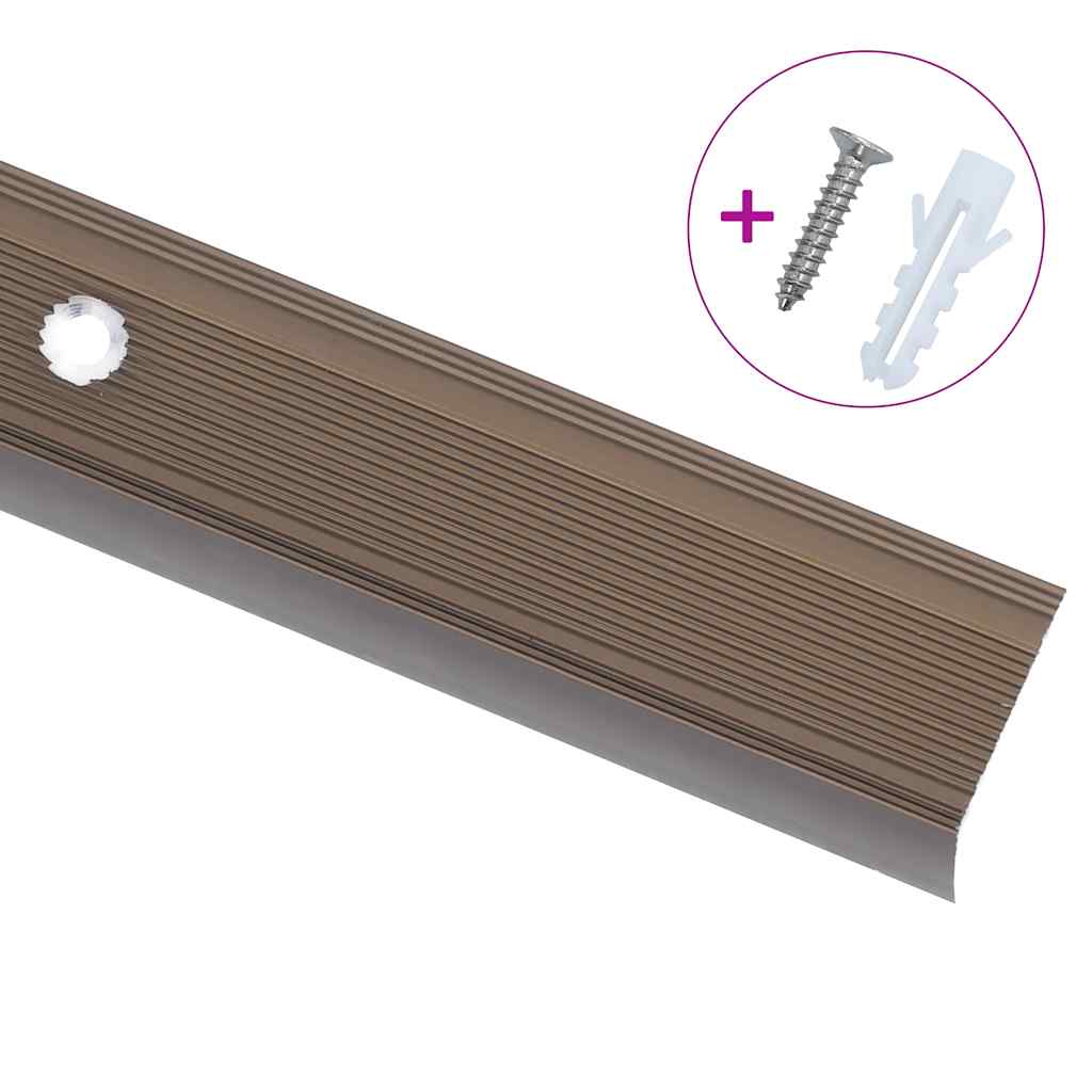 Stair Nosings in L-shape 5 pcs Aluminium 90 cm Brown