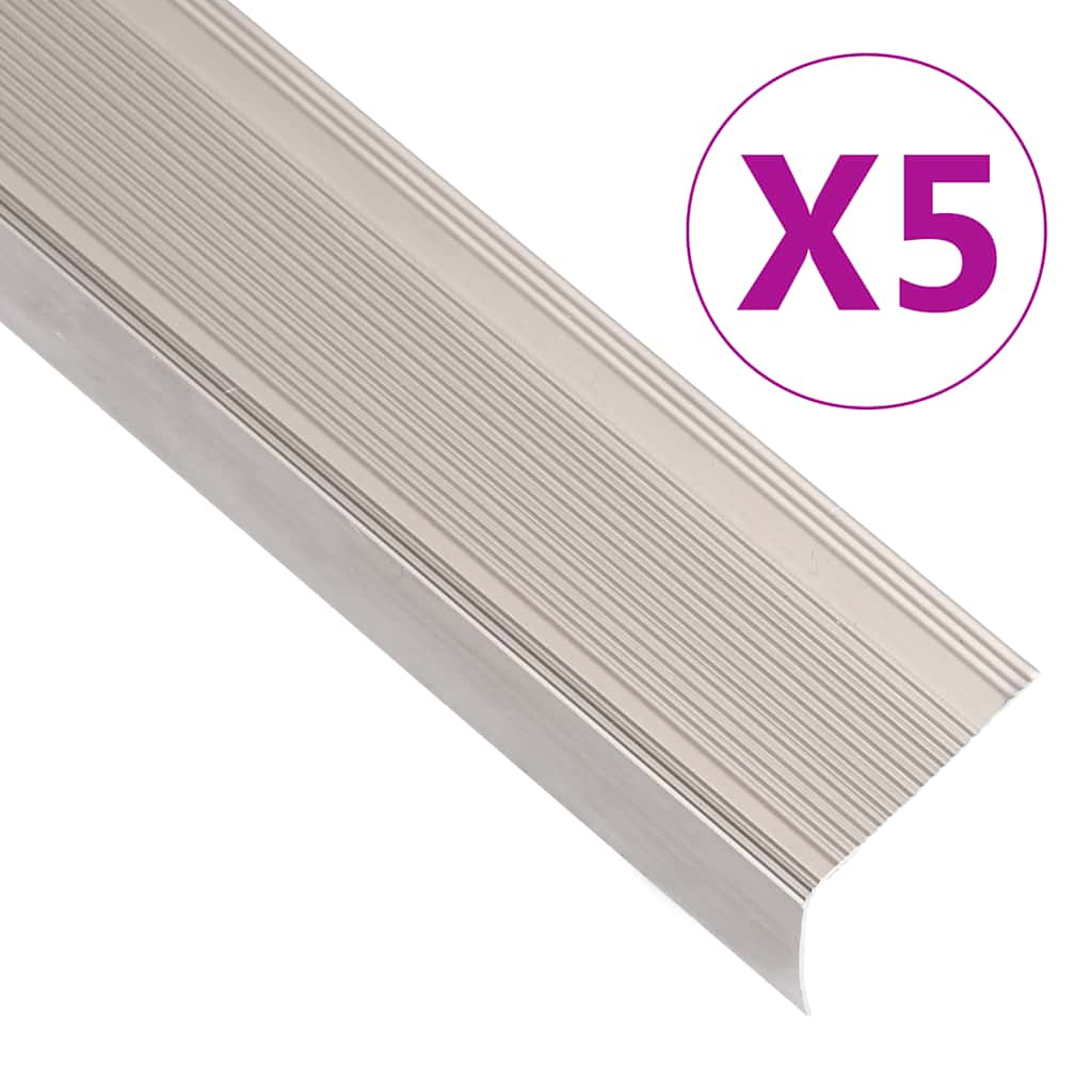 Stair Nosings in L-shape 5 pcs Aluminium 90 cm Champagne