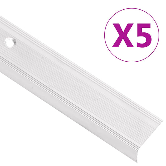 Stair Nosings in L-shape 5 pcs Aluminium 100 cm Silver
