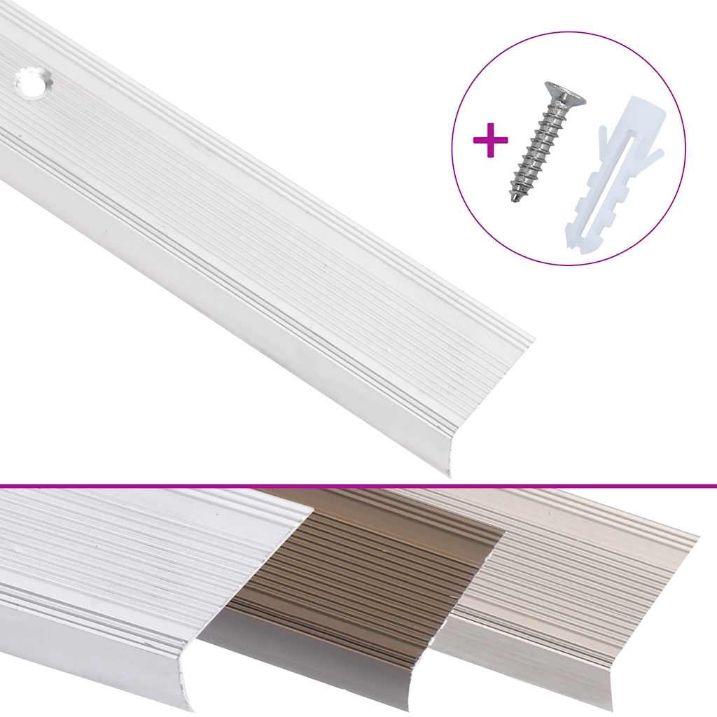 Stair Nosings in L-shape 5 pcs Aluminium 100 cm Silver