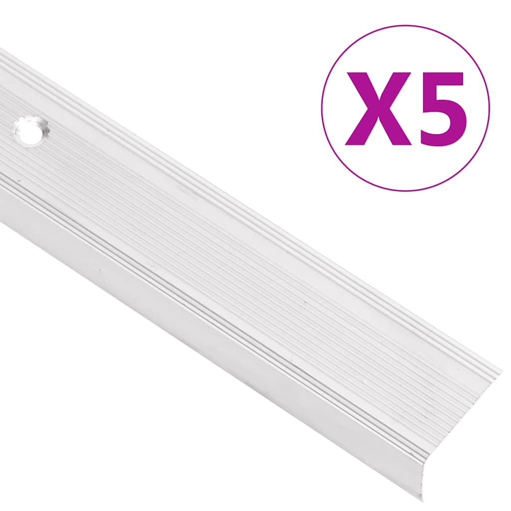 Stair Nosings in L-shape 5 pcs Aluminium 100 cm Silver