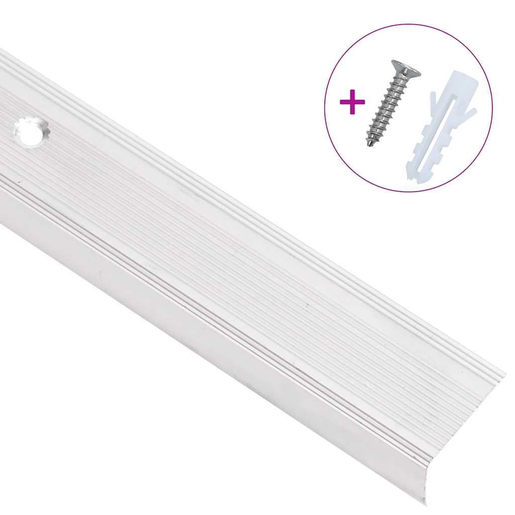 Stair Nosings in L-shape 5 pcs Aluminium 100 cm Silver