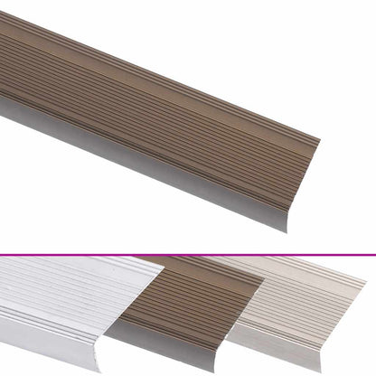 Stair Nosings in L-shape 15 pcs Aluminium 100 cm Brown