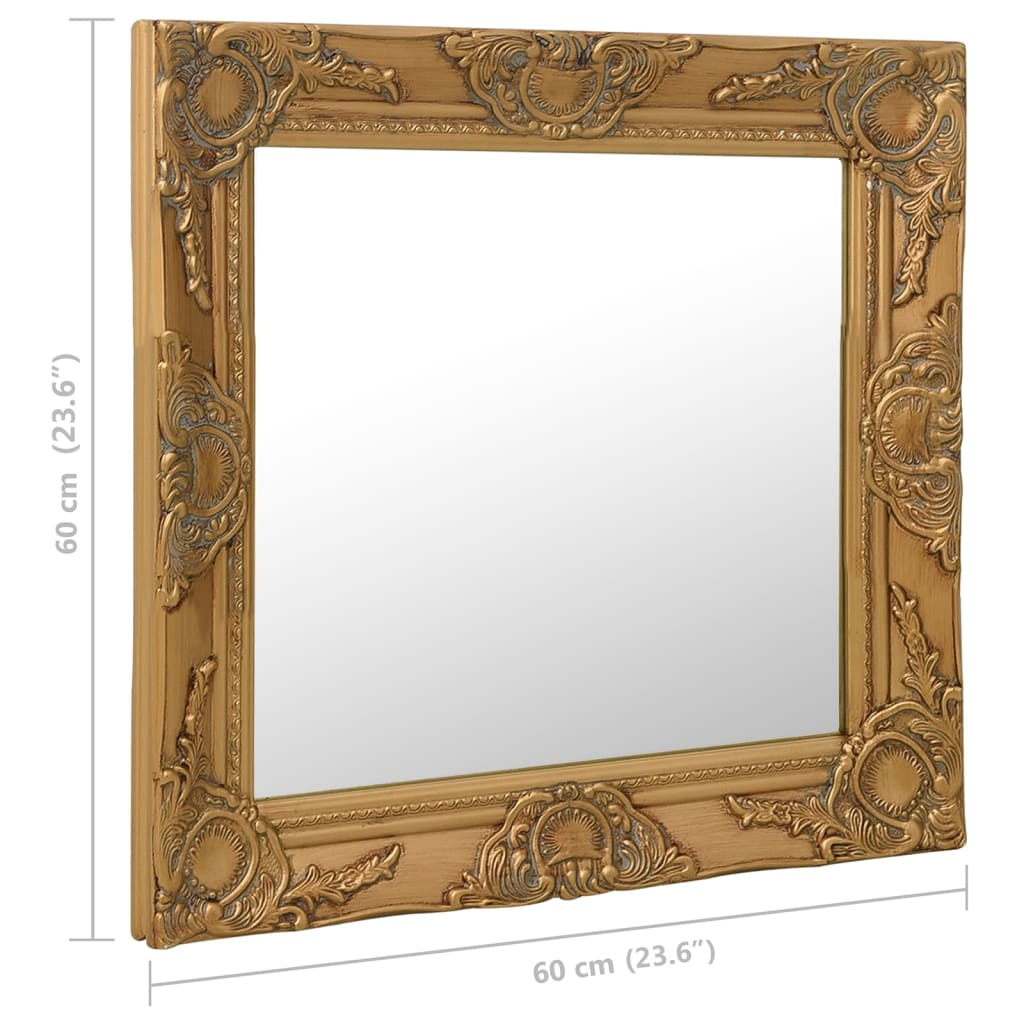 Wall Mirror Baroque Style 60x60 cm Gold
