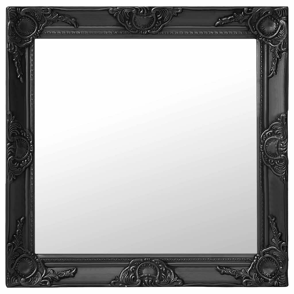 Wall Mirror Baroque Style 60x60 cm Black