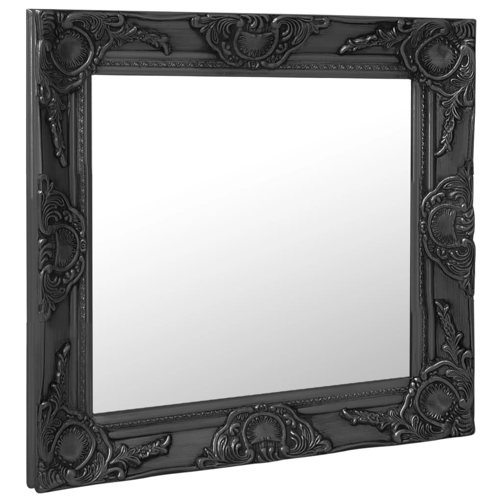 Wall Mirror Baroque Style 60x60 cm Black