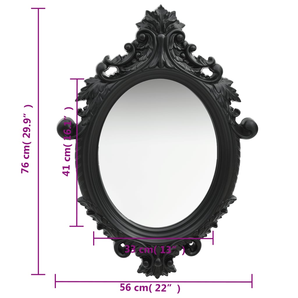 Wall Mirror Castle Style 56x76 cm Black