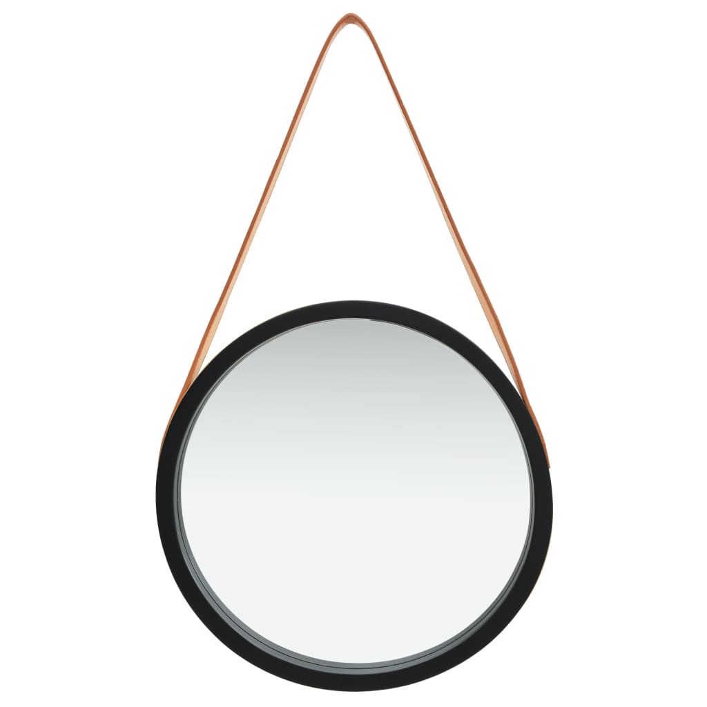 Wall Mirror with Strap 40 cm Black