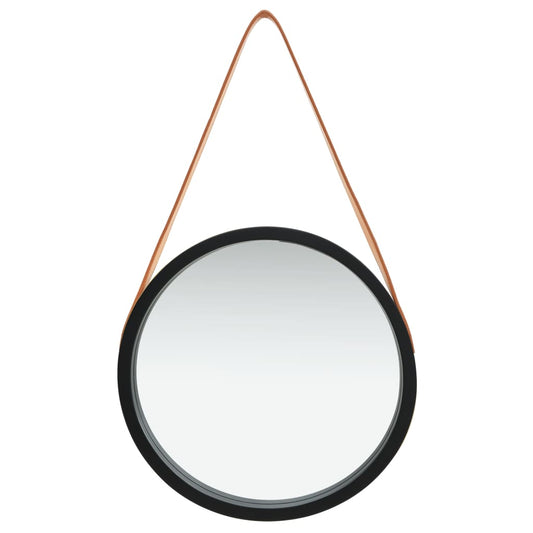 Wall Mirror with Strap 40 cm Black