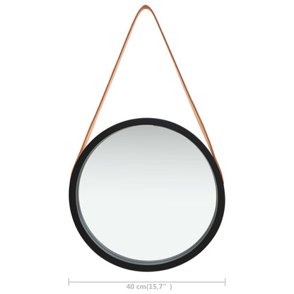 Wall Mirror with Strap 40 cm Black