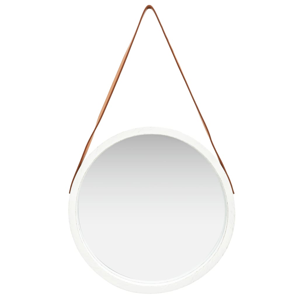 Wall Mirror with Strap 50 cm White