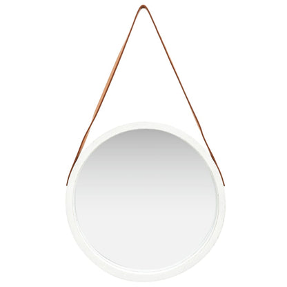 Wall Mirror with Strap 50 cm White