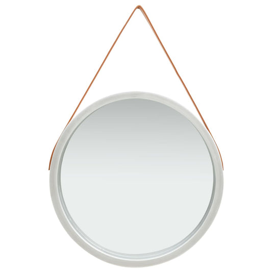 Wall Mirror with Strap 60 cm Silver