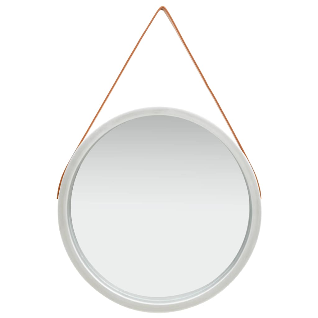 320370 vidaXL Wall Mirror with Strap 60 cm Silver