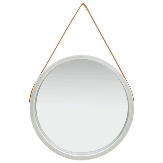 320370 vidaXL Wall Mirror with Strap 60 cm Silver