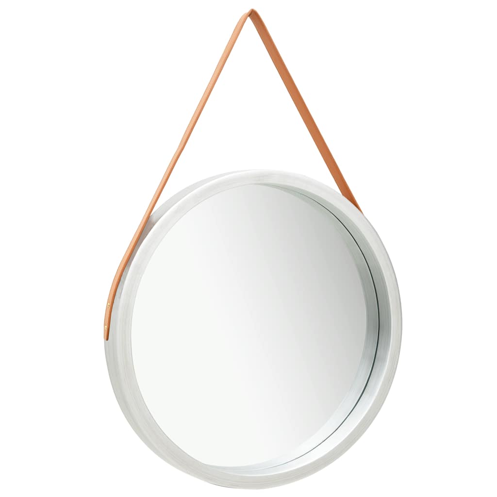 320370 vidaXL Wall Mirror with Strap 60 cm Silver
