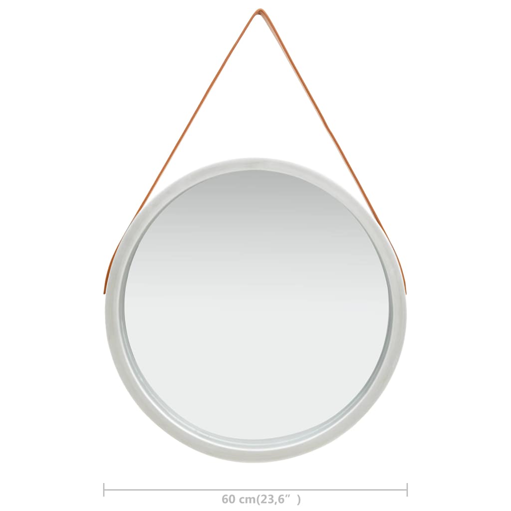 320370 vidaXL Wall Mirror with Strap 60 cm Silver