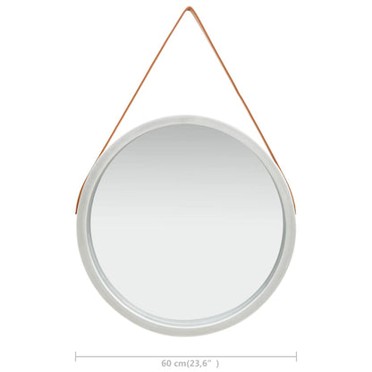 320370 vidaXL Wall Mirror with Strap 60 cm Silver