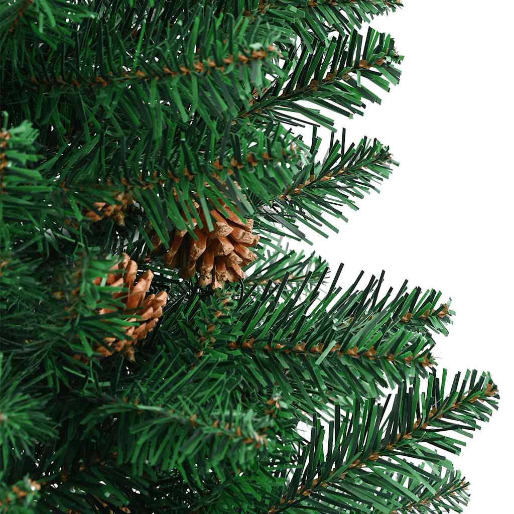Slim Christmas Tree with Real Wood and Cones Green 150 cm PVC