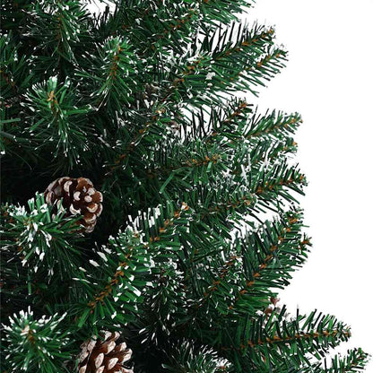 Slim Christmas Tree with Real Wood and White Snow Green 150 cm