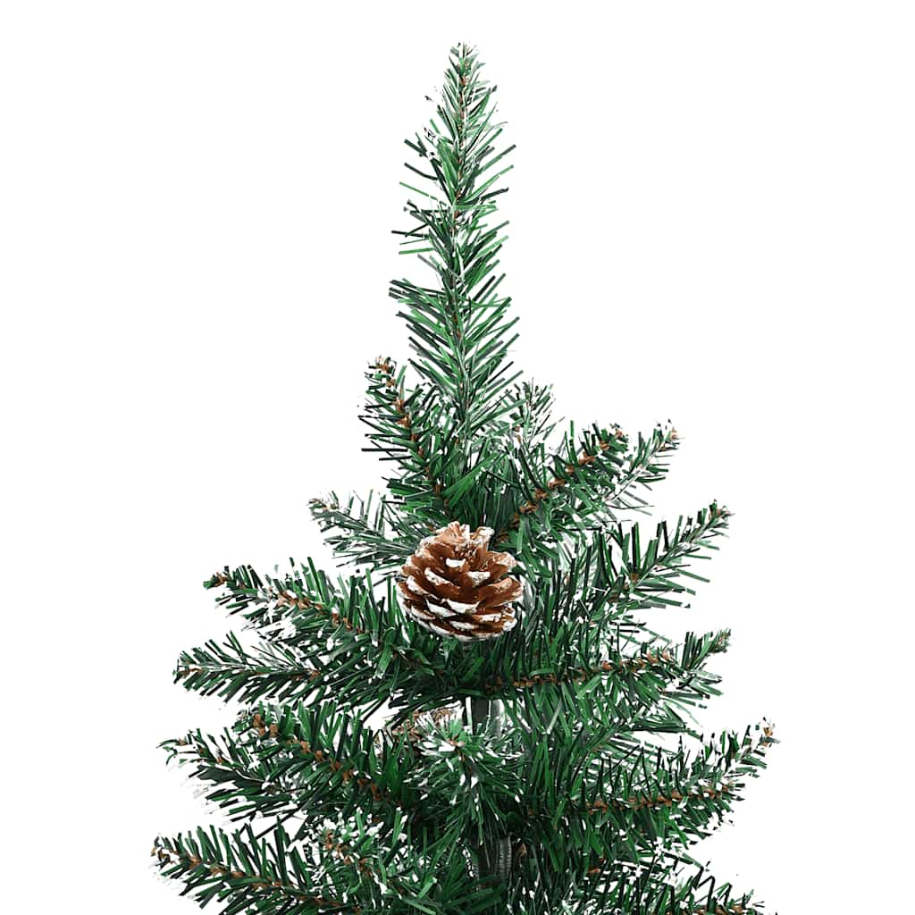 Slim Christmas Tree with Real Wood and White Snow Green 180 cm