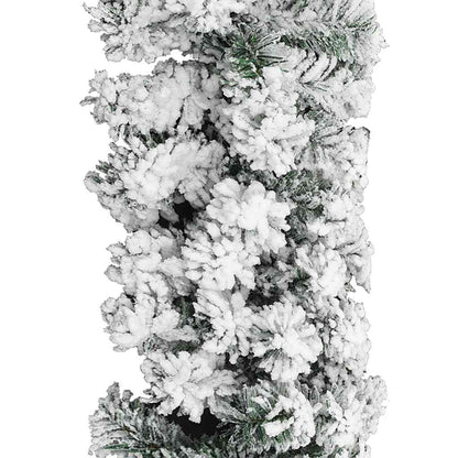 Christmas Garland | Green with white flocked snow | PVC | 10 m length