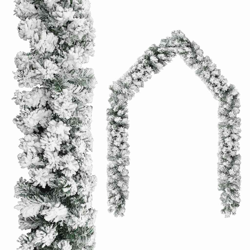 320969 vidaXL Christmas Garland with Flocked Snow Green 20 m PVC