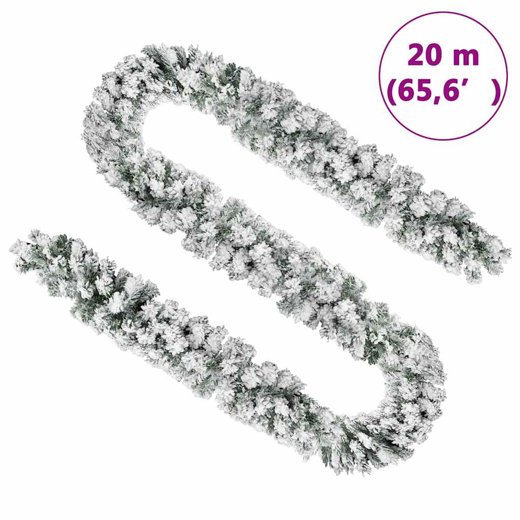320969 vidaXL Christmas Garland with Flocked Snow Green 20 m PVC