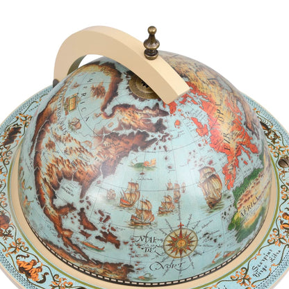 Globe Bar Wine Stand Eucalyptus Wood Blue