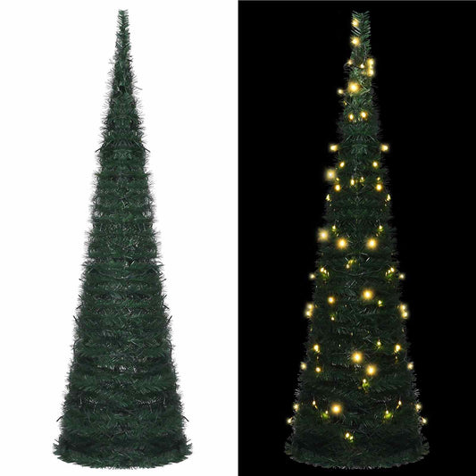 Christmas Tree with LED String Lights Green 150 x 150 cm PVC
