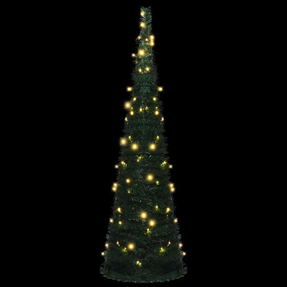 Christmas Tree with LED String Lights Green 150 x 150 cm PVC