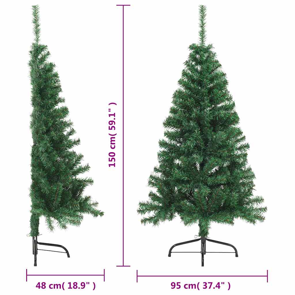 Artificial Half Christmas Tree | Green | PVC, Steel | 150 cm height