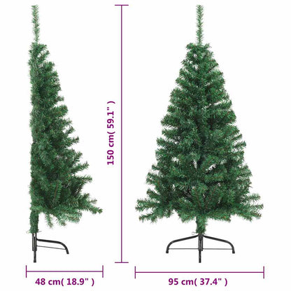 Artificial Half Christmas Tree | Green | PVC, Steel | 150 cm height