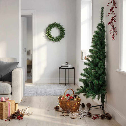 Artificial Half Christmas Tree | Green | PVC, Steel | 150 cm height
