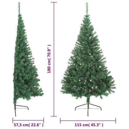 Artificial Half Christmas Tree | Green | PVC, Steel | 180 cm tall